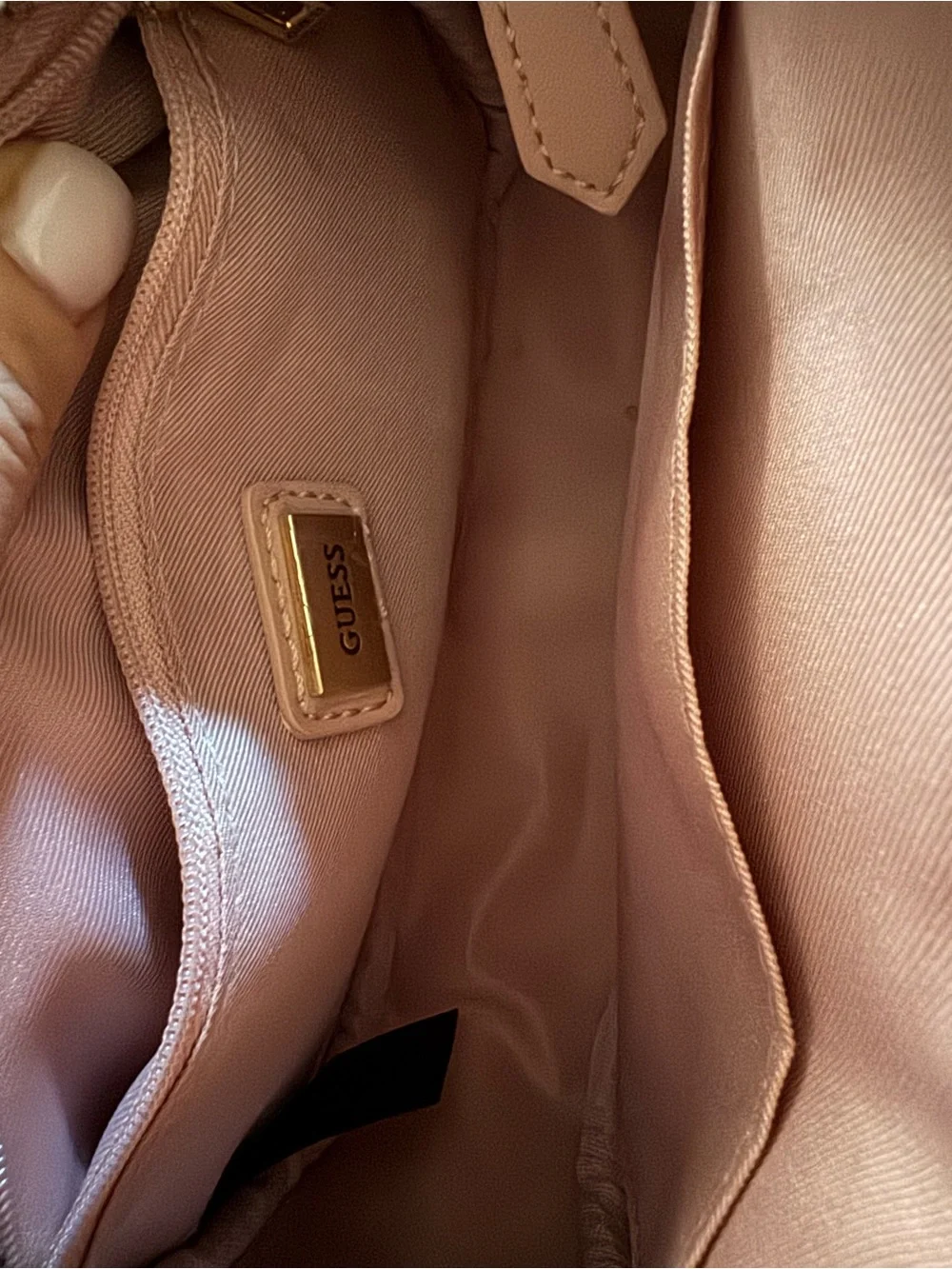 GUESS Blush Pink Plush Crossbody with Branded Strap